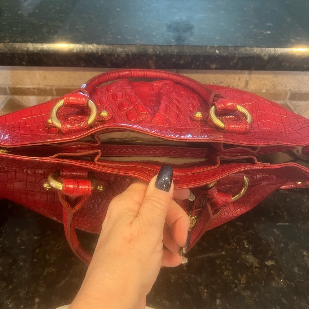Brahmin Red Crocodile-Embossed Shoulder Bag - Picture 2 of 6